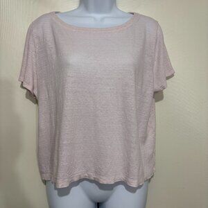 Eileen Fisher L Pale Pink Short-Sleeve Linen T-Shirt